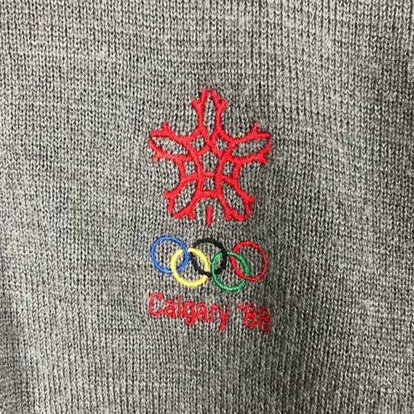 Vintage 1988 Olympics Winter Games White Ram Full Zip Sweater - Picture 4 of 5
